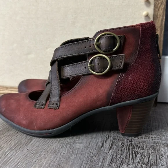 Earth Amber Brick Leather Ankle Boots Size 6 - Picture 4 of 4